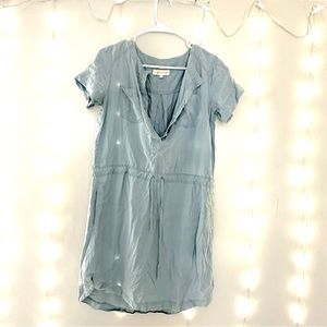 Lou & Grey Light Blue Drawstring Utility Shirt Dress